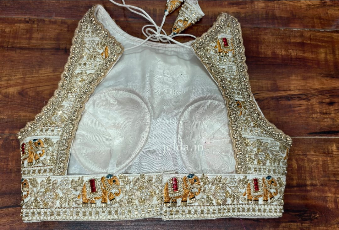 Heavy Embroidery work halter neck sleeveless - custom made blouses