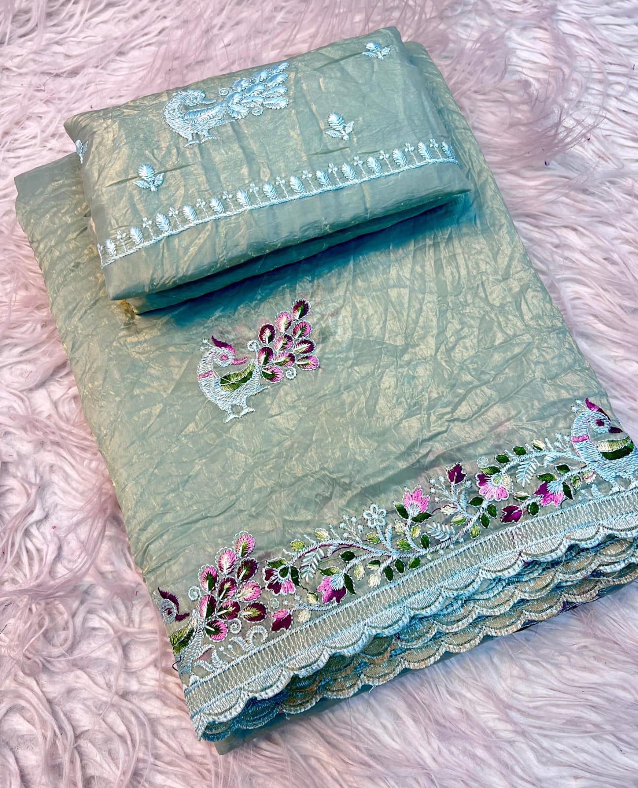 Soft Gold Crush Fabric Saree
