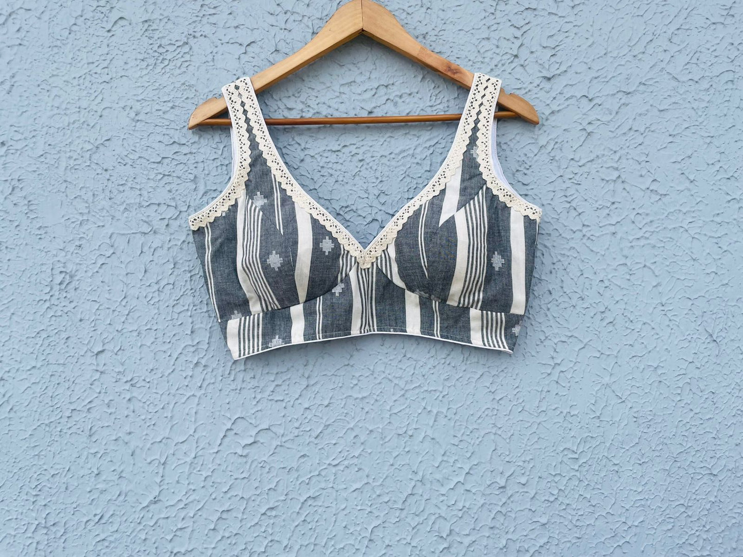 cotton with lace work sleeveless designer blouse