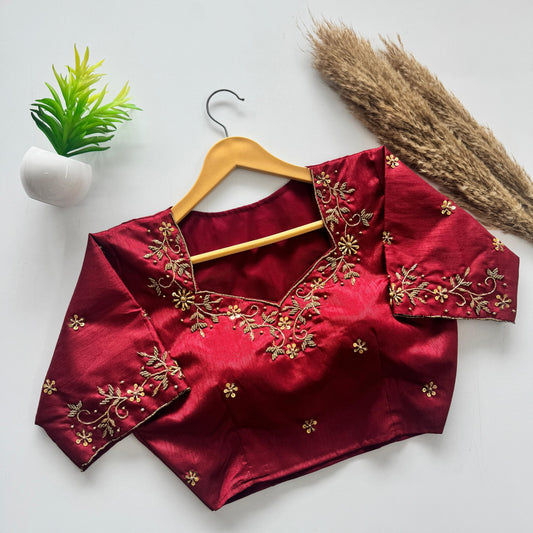 Beautiful handwork all over back and sleeves ready made blouse