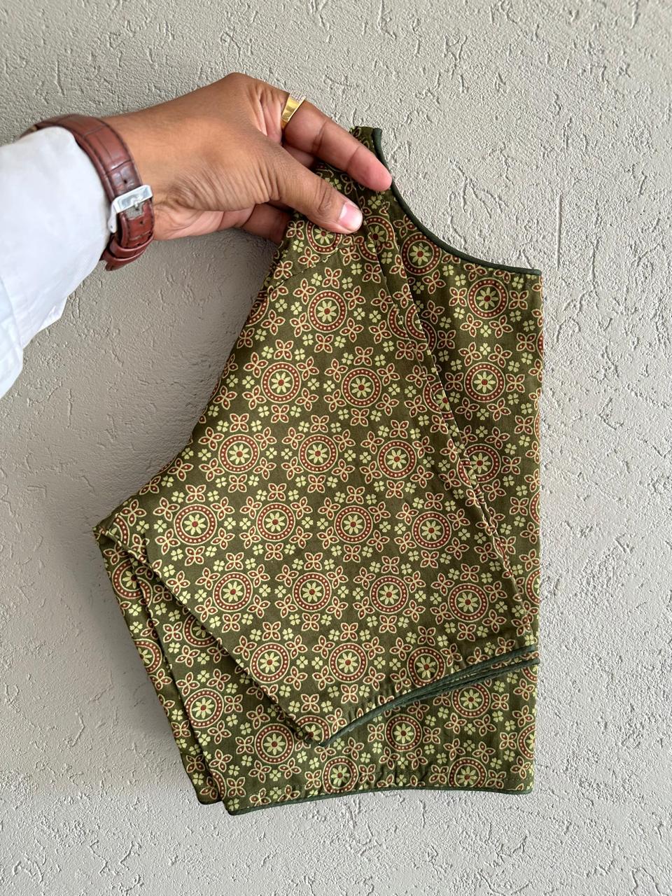 Pure Ajrakh Cotton ready made blouse