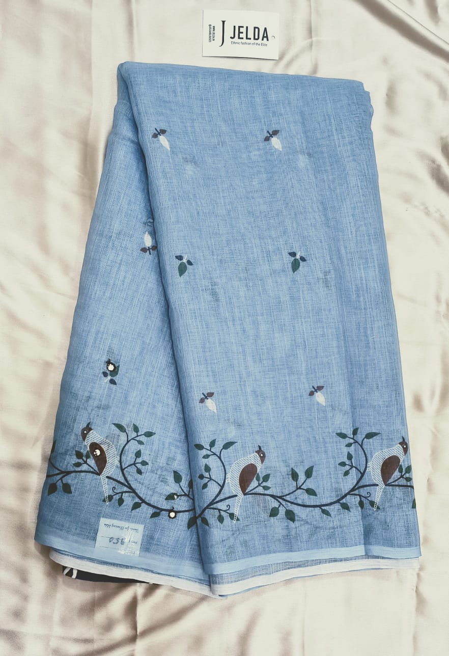 Soft linen cotton saree with Digital prints