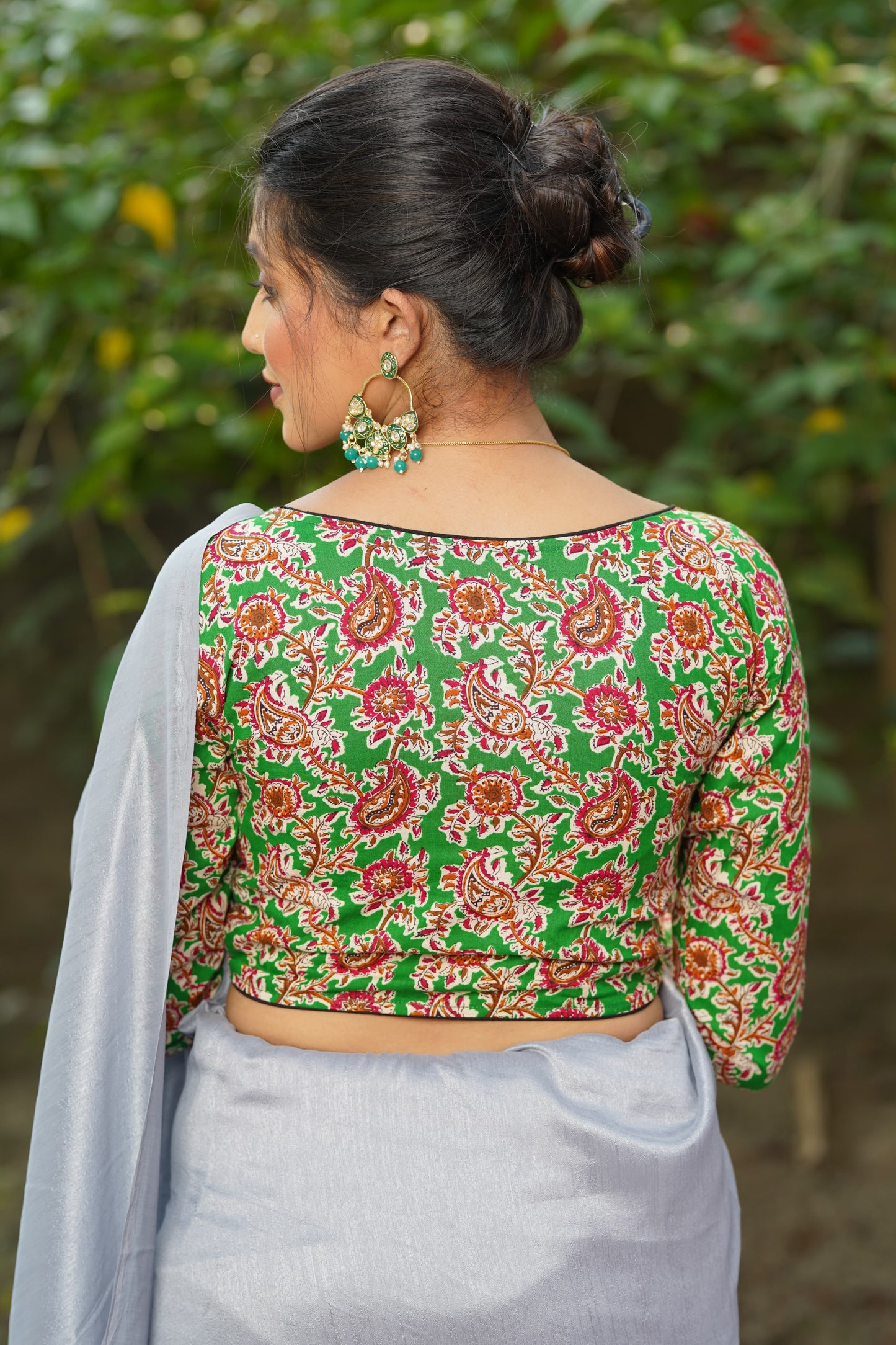 Kalamkari cotton full sleeve ready made blouse