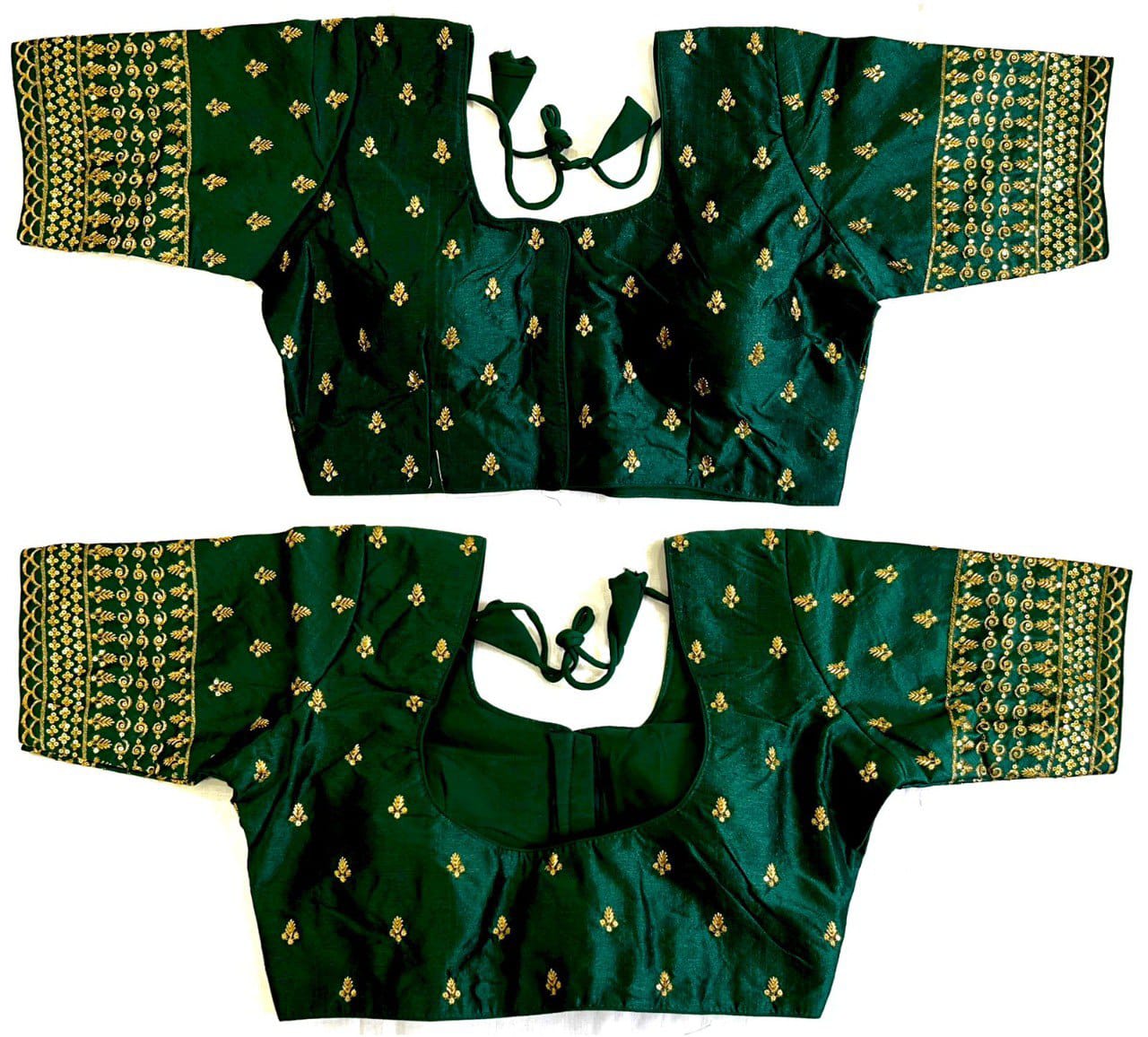 Heavy Silk fabric sequins work, thread and zari work ready made blouse