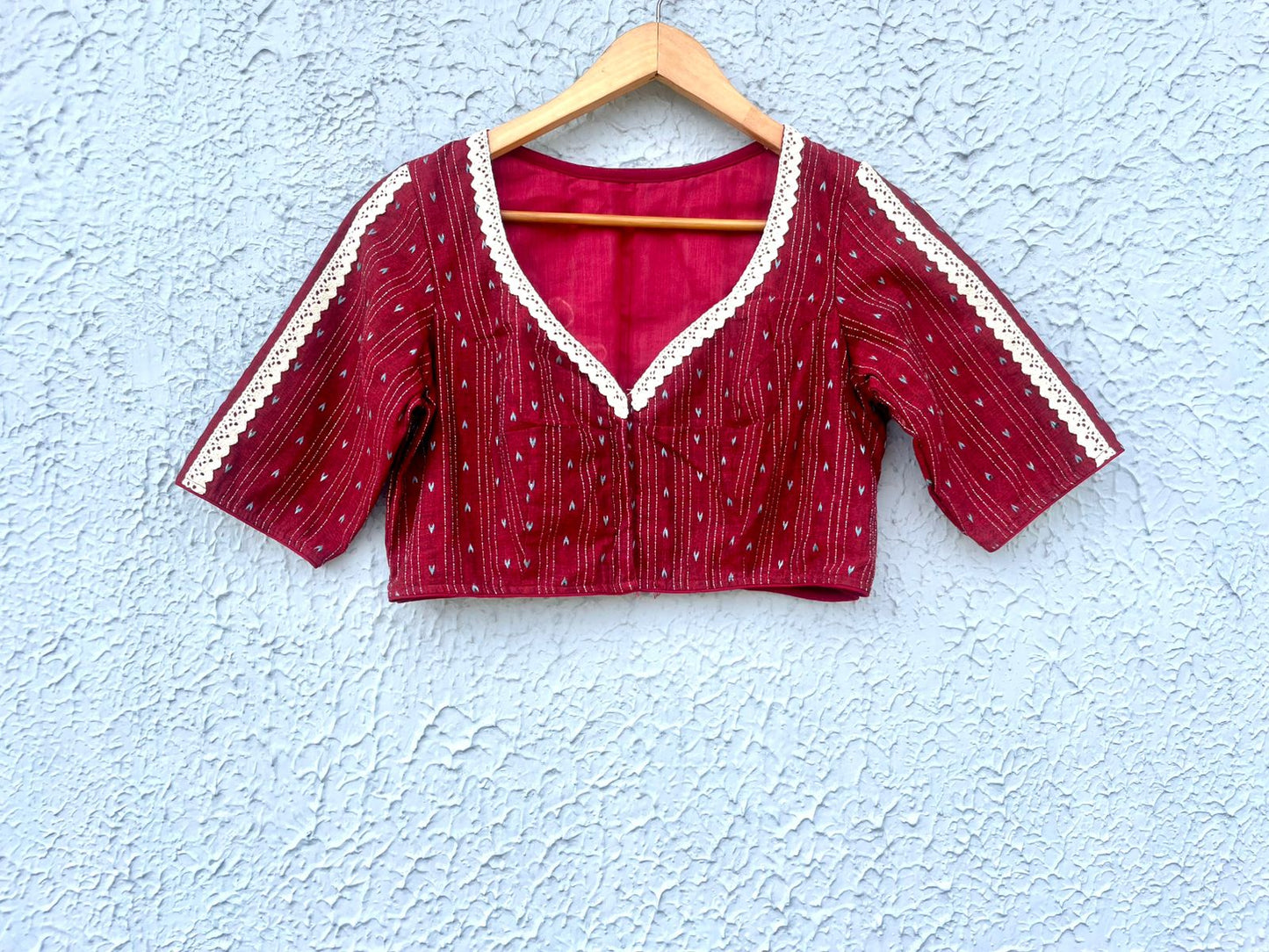 Embroidery with lace work designer blouse