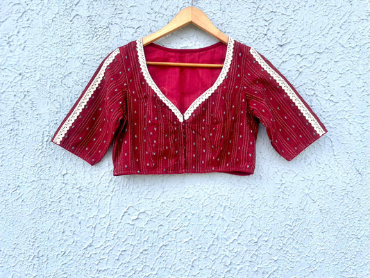 Embroidery with lace work designer blouse