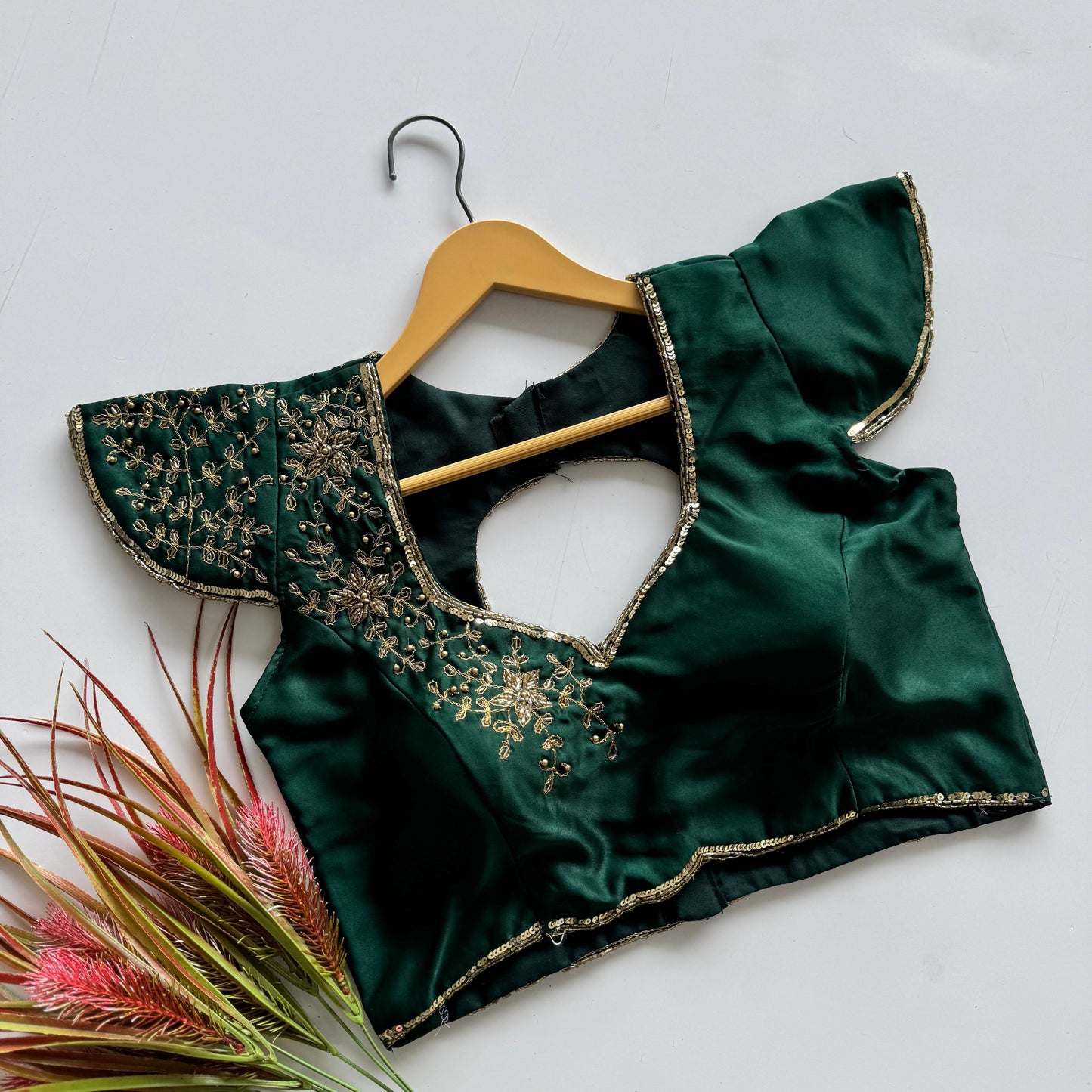 A beauty of golden handwork work all over ready made blouse