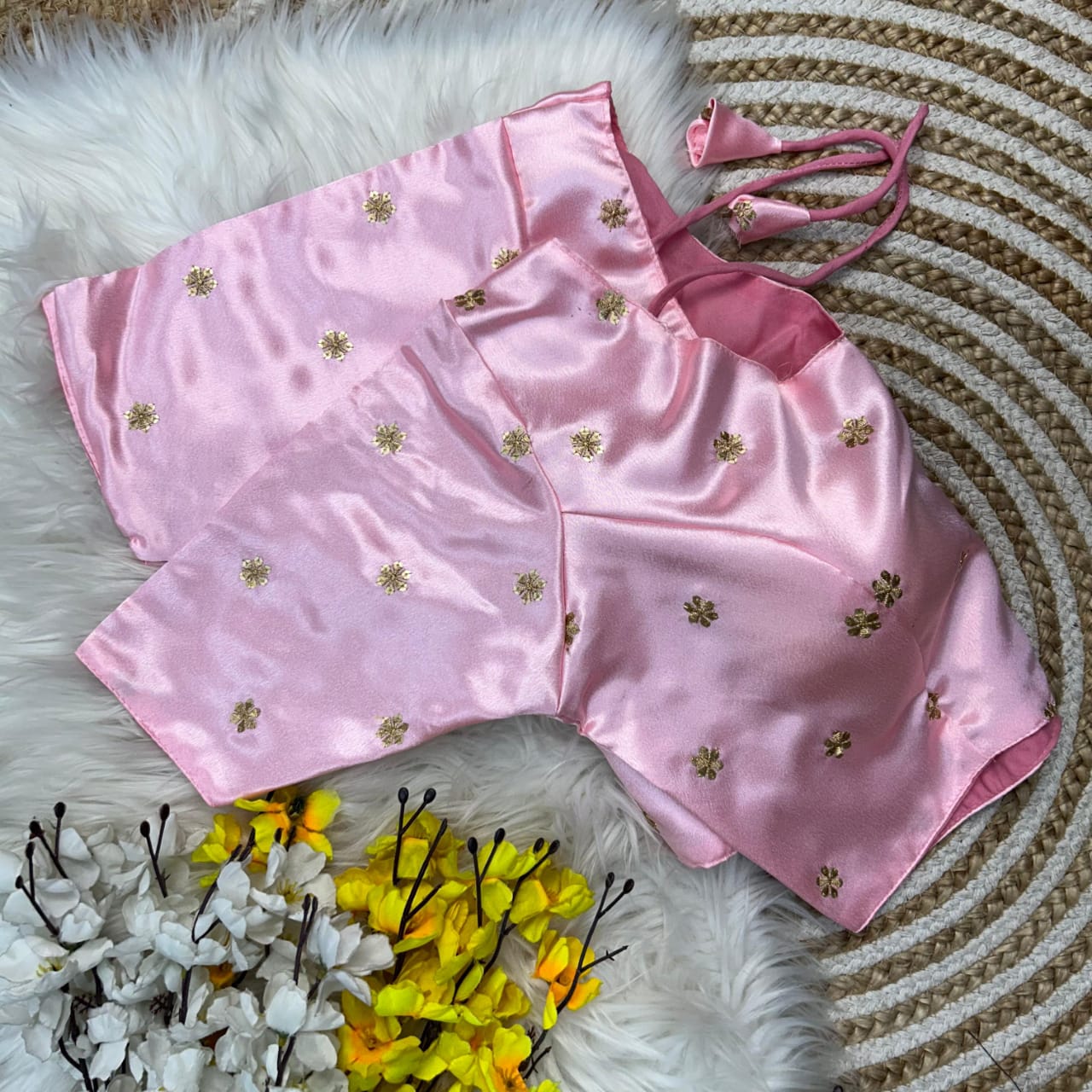 Presenting Beautiful satin fabric with all over zari ready made blouses