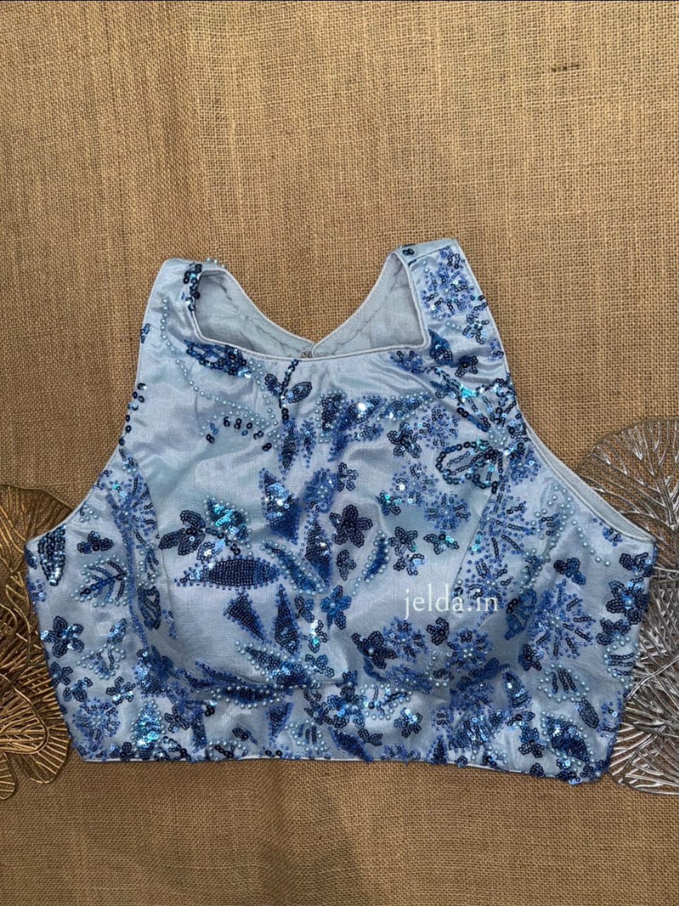 High-Neck Heavy Embroidered Blouses – Designer Sequin Edition