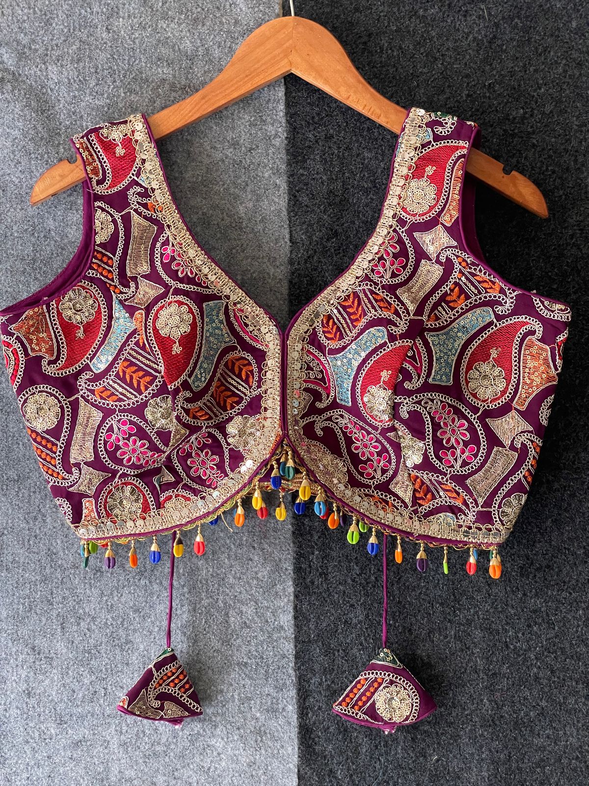 Heavy Pure Viscose Thread Embroidery Work - Premium Readymade Blouse
