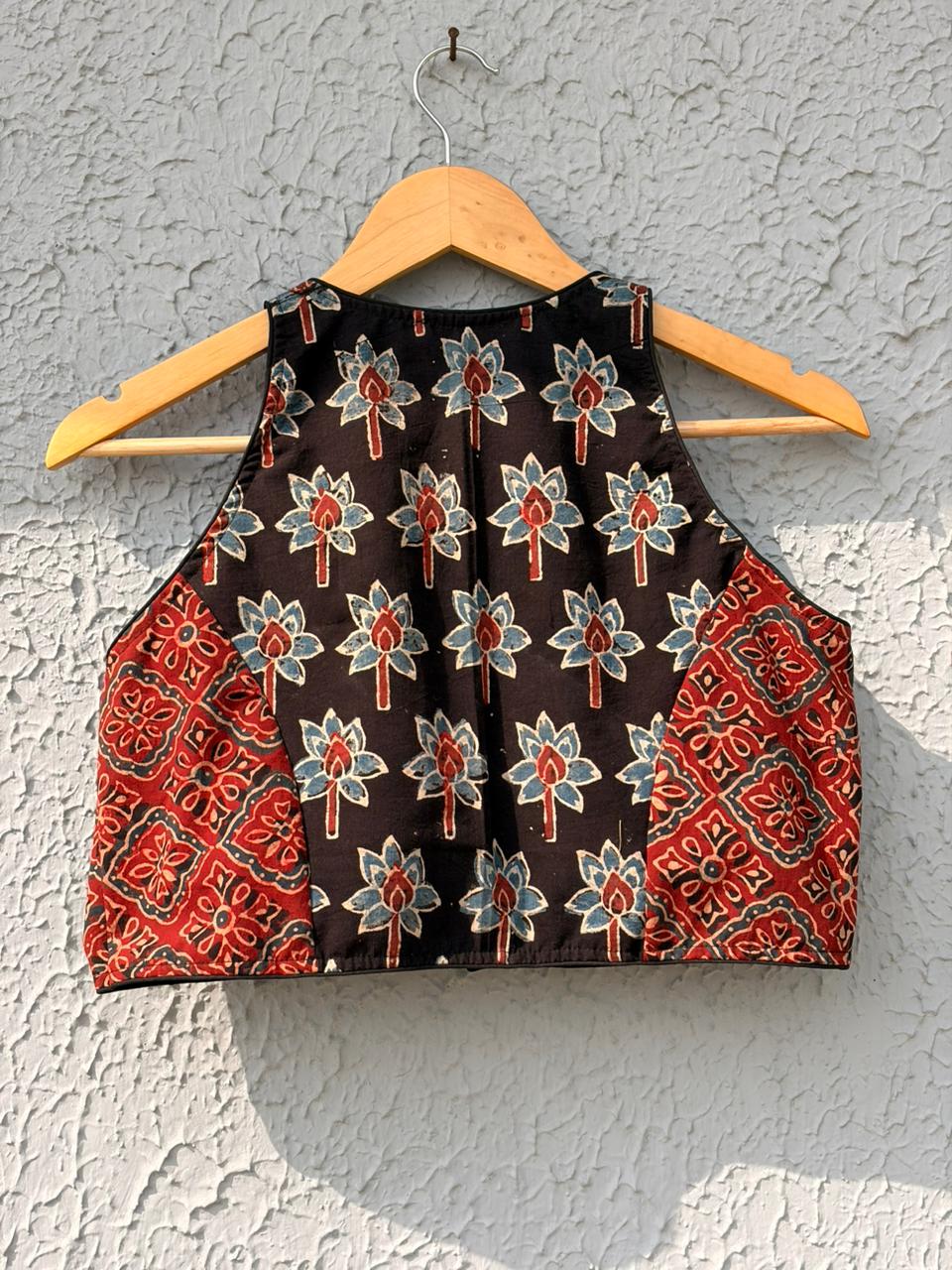 Pure ajrakh cotton designer blouse