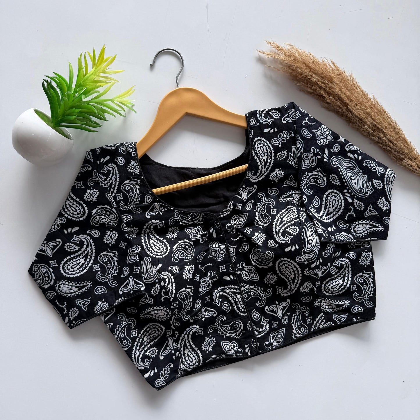 Plain cotton with hand paint all over ready made blouse