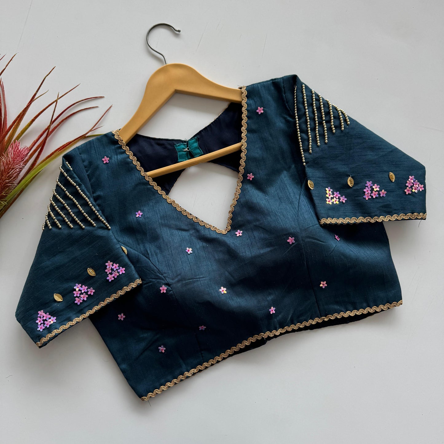 A beauty of golden handwork work all over ready made blouses