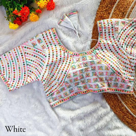 MULTY COLOUR THREADS WITH SEQUINS EMBROIDERY WORK FANCY - PREMIUM READY MADE BLOUSE