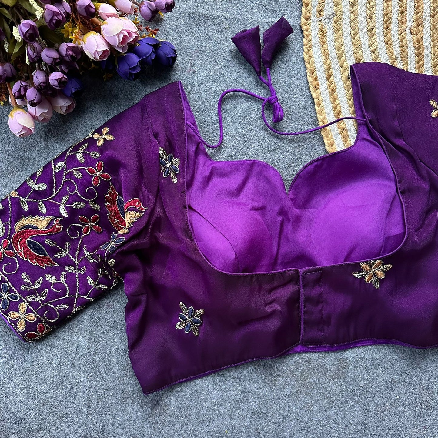 Presenting multi sequins work ready made blouse
