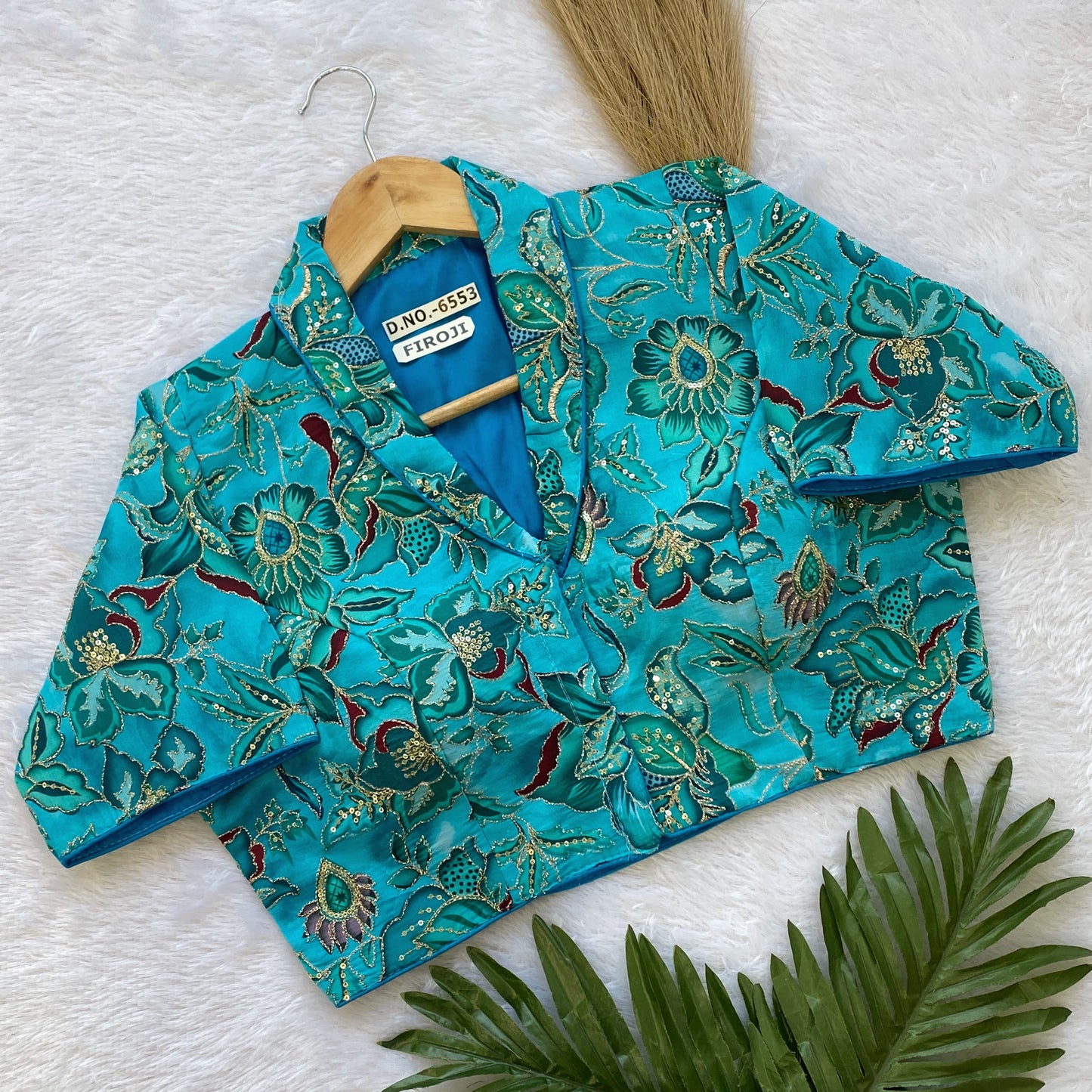 CREAP VISCOSE POJISAN PRINT EMBROIDERY READY MADE BLOUSE