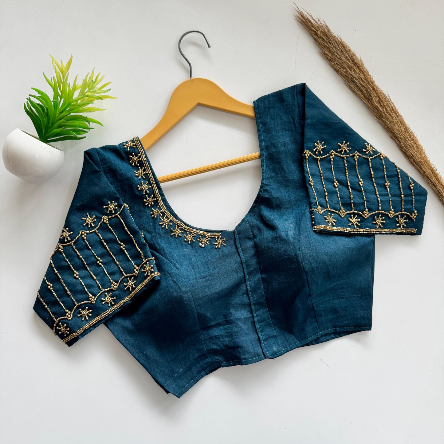 Beautiful handwork all over front and sleeves with designer handwork ready made blouse