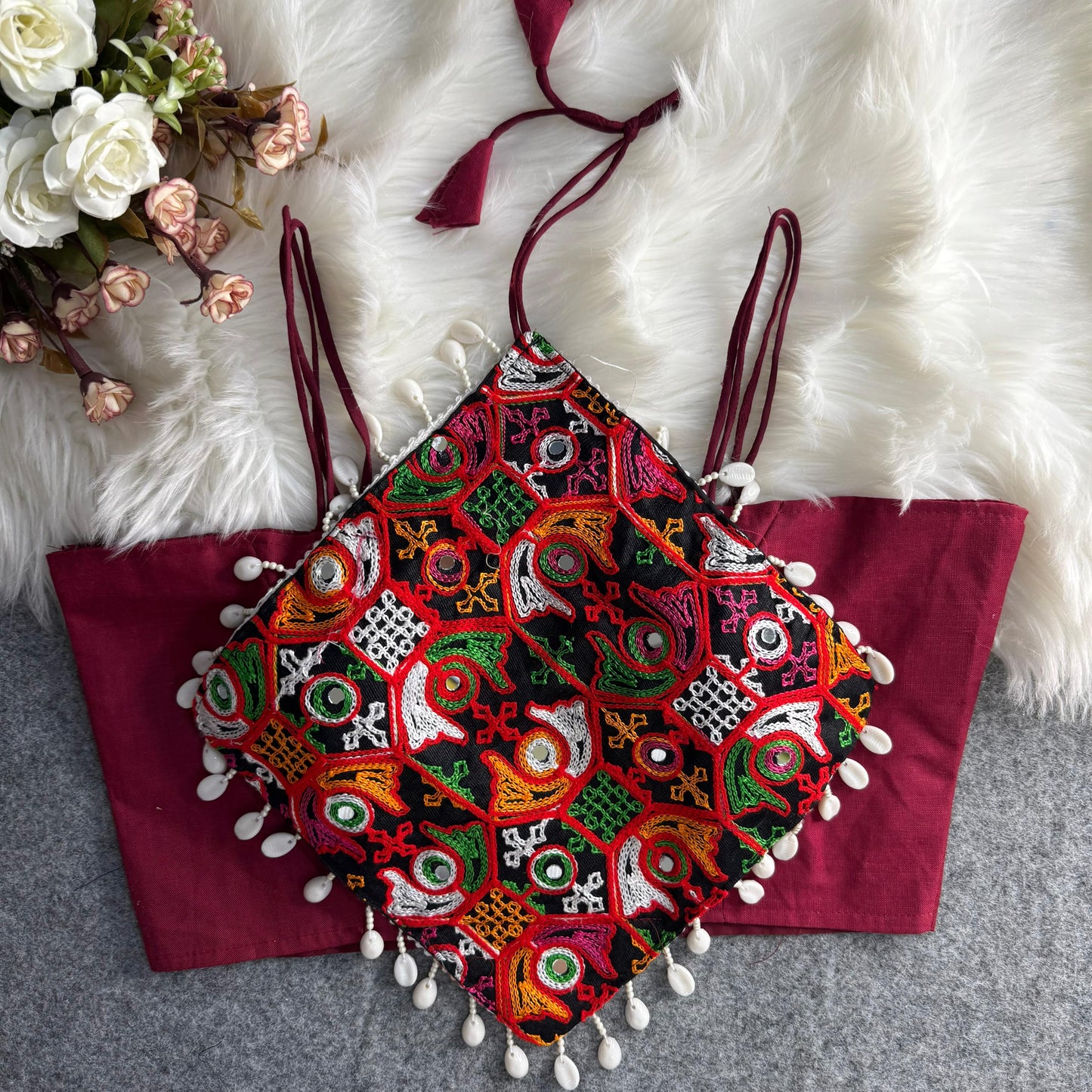 Heavy Embroidery With traditional Lace ready made blouse