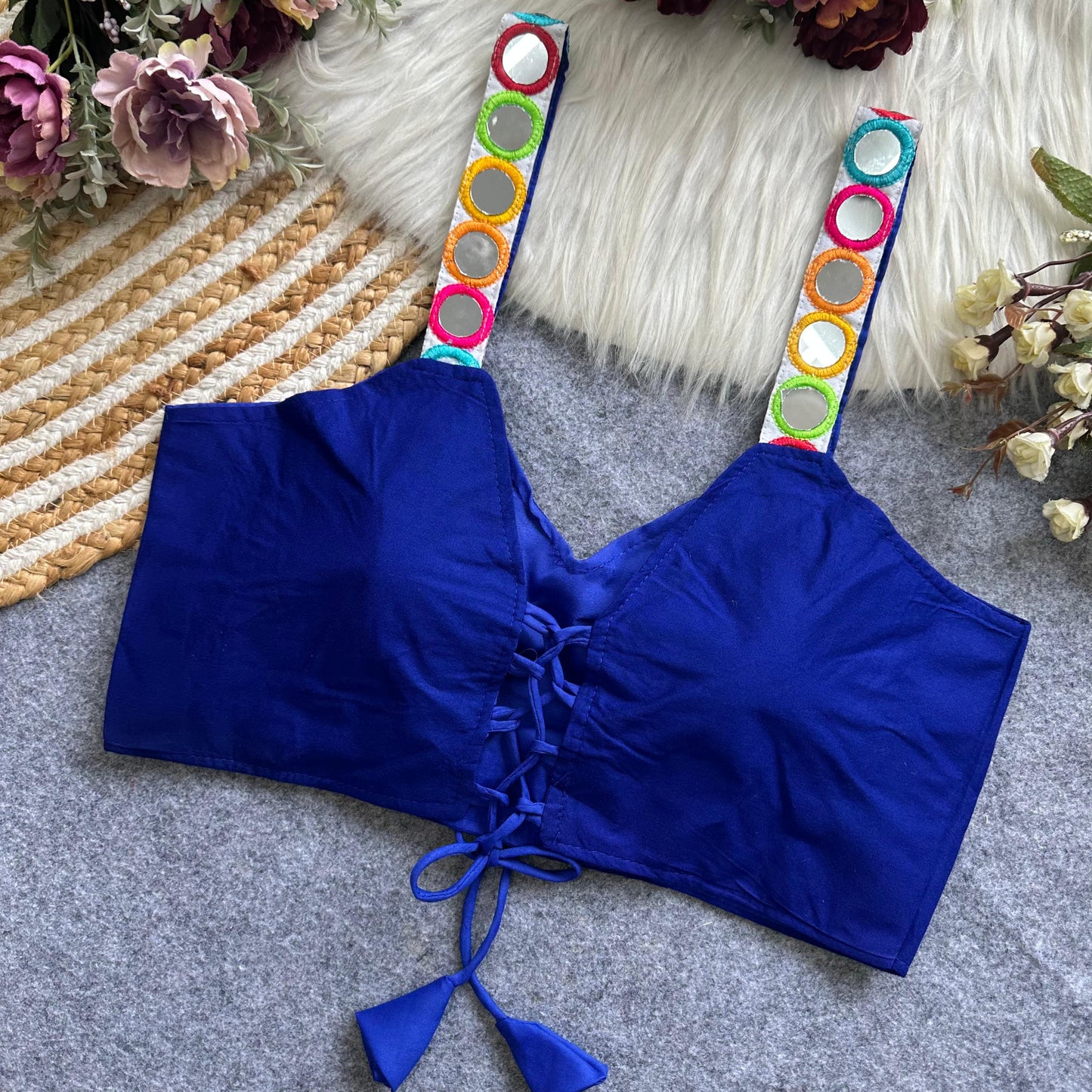 Spaghetti Style Real mirror ready made blouse