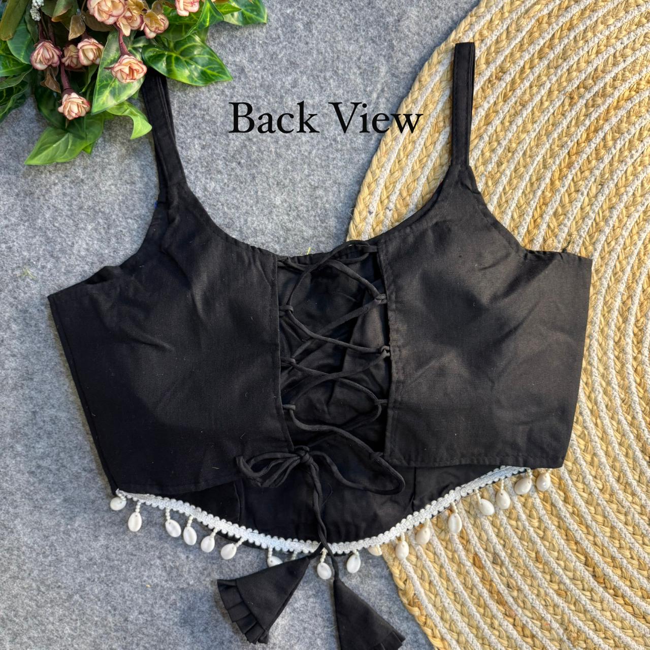Heavy thread work patch & hand mirror work ready made blouse