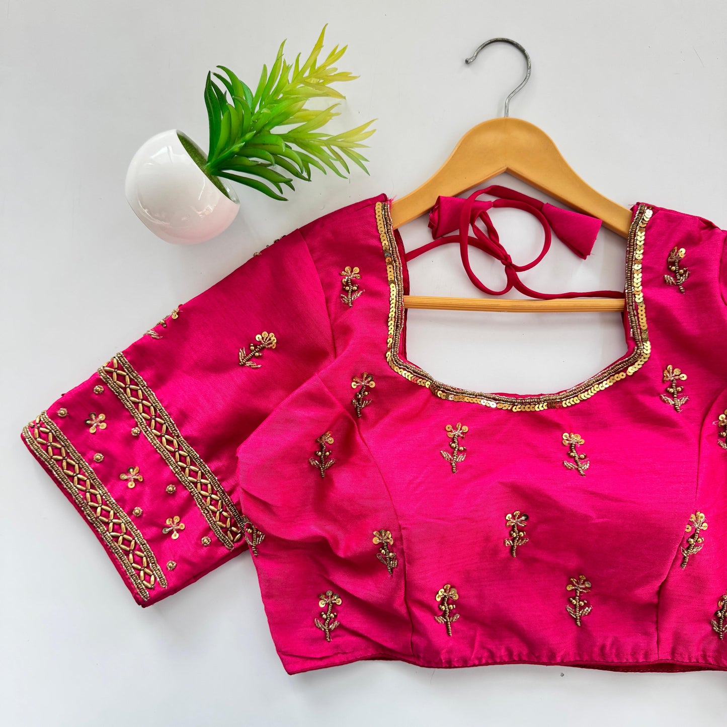 Beautiful handwork all over front and sleeves with designer handwork ready made blouse