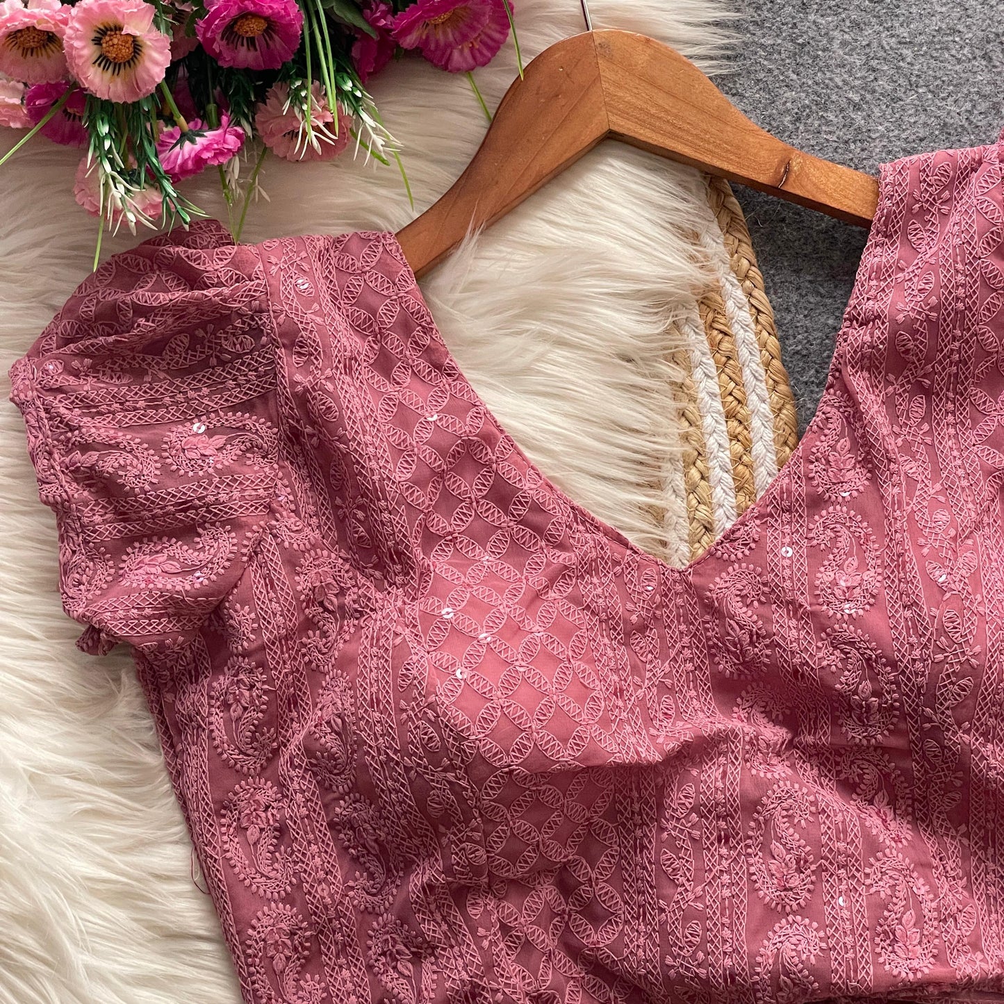 Georgette sipply with puff sleeve ready made blouse