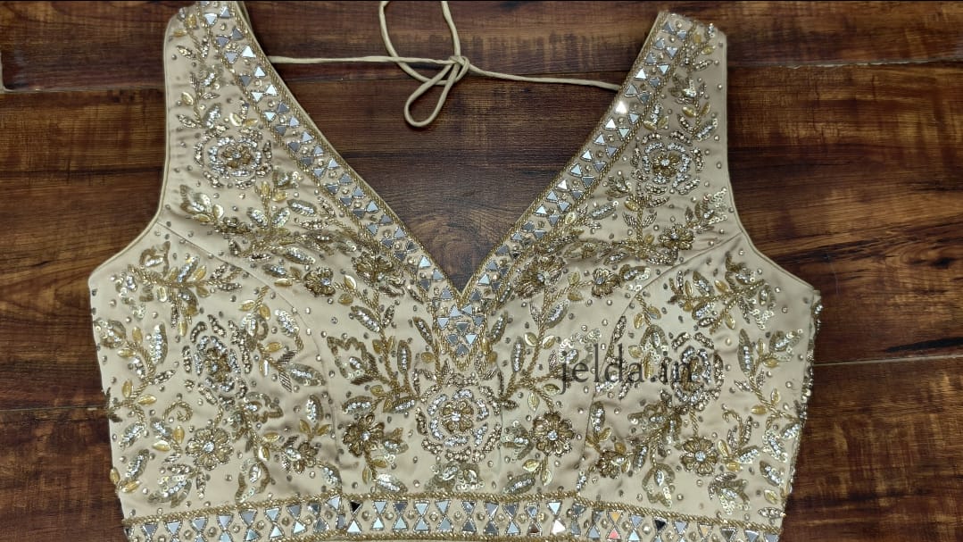 Heavy Embroidery work sleeveless - custom made blouses