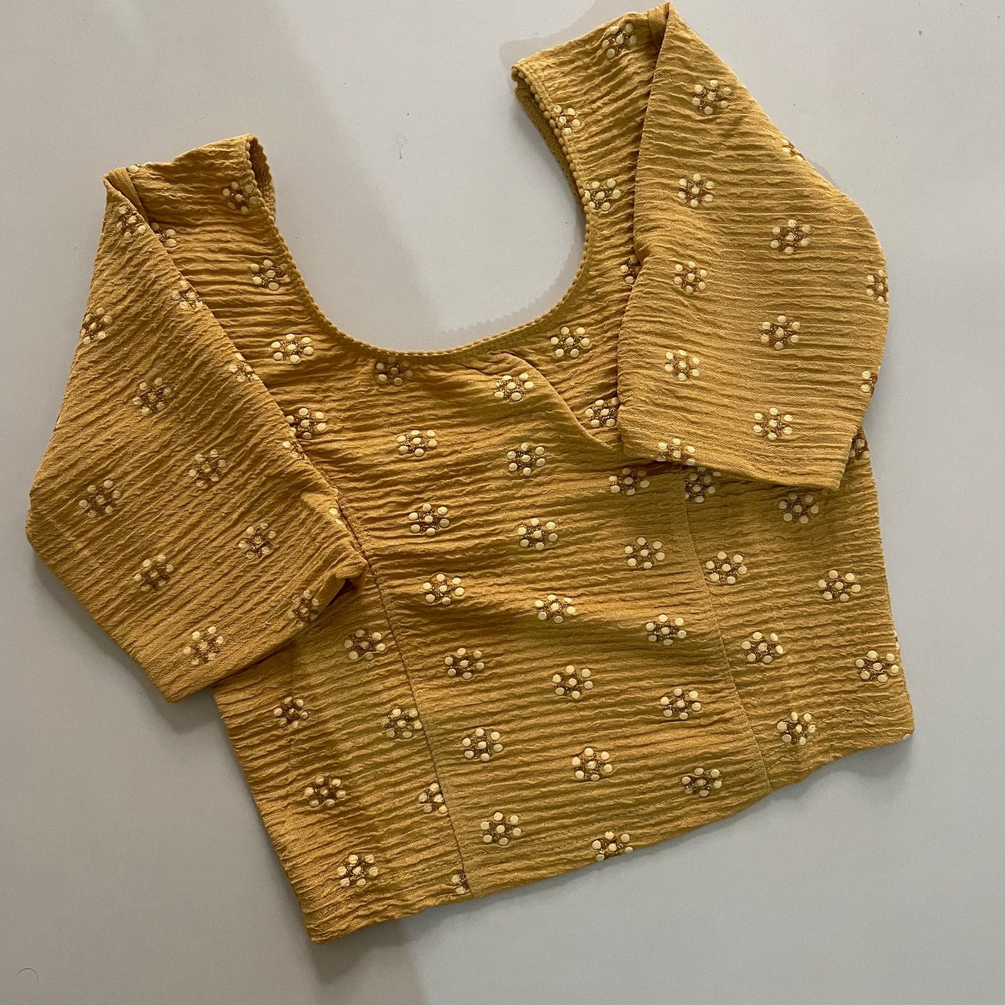 STRETCHABLE CRUSH WITH FOIL WORK - PREMIUM READY MADE BLOUSE