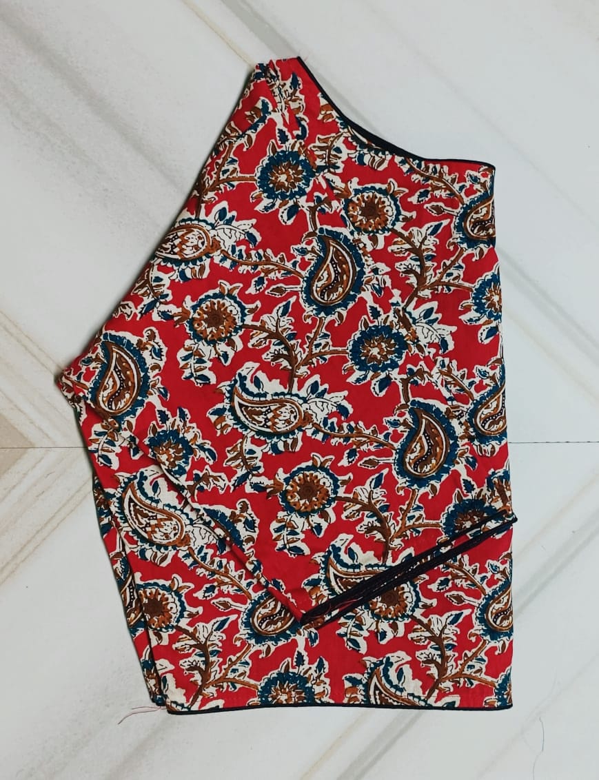 Kalamkari boatneck ready made blouse