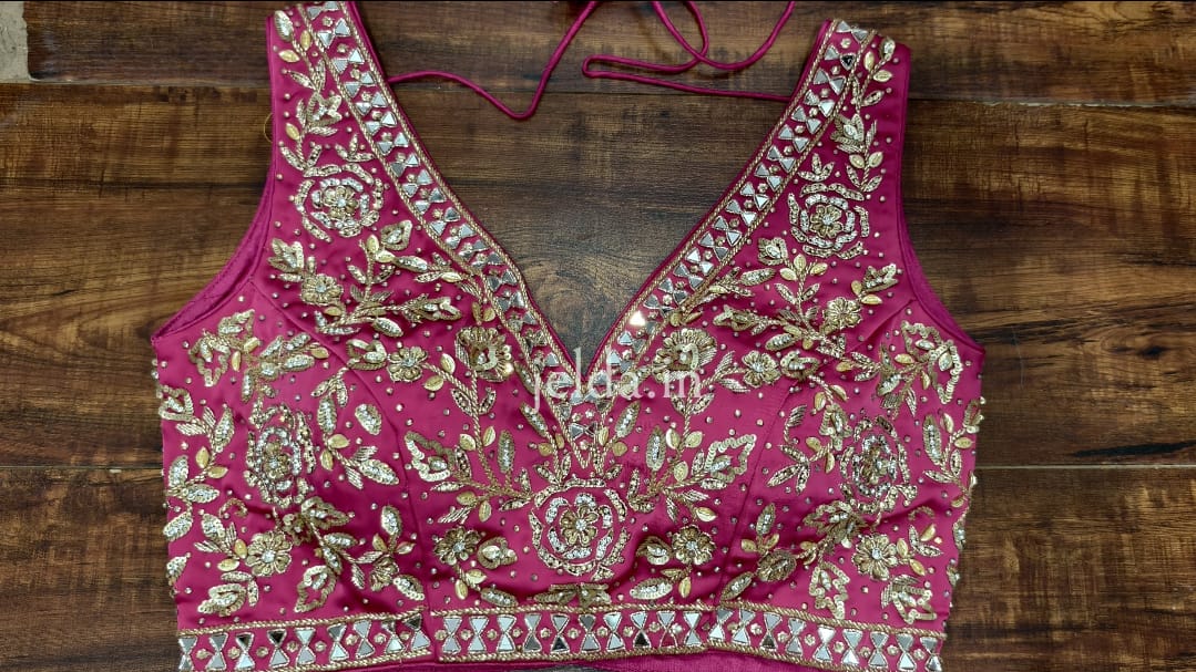 Heavy Embroidery work sleeveless - custom made blouses