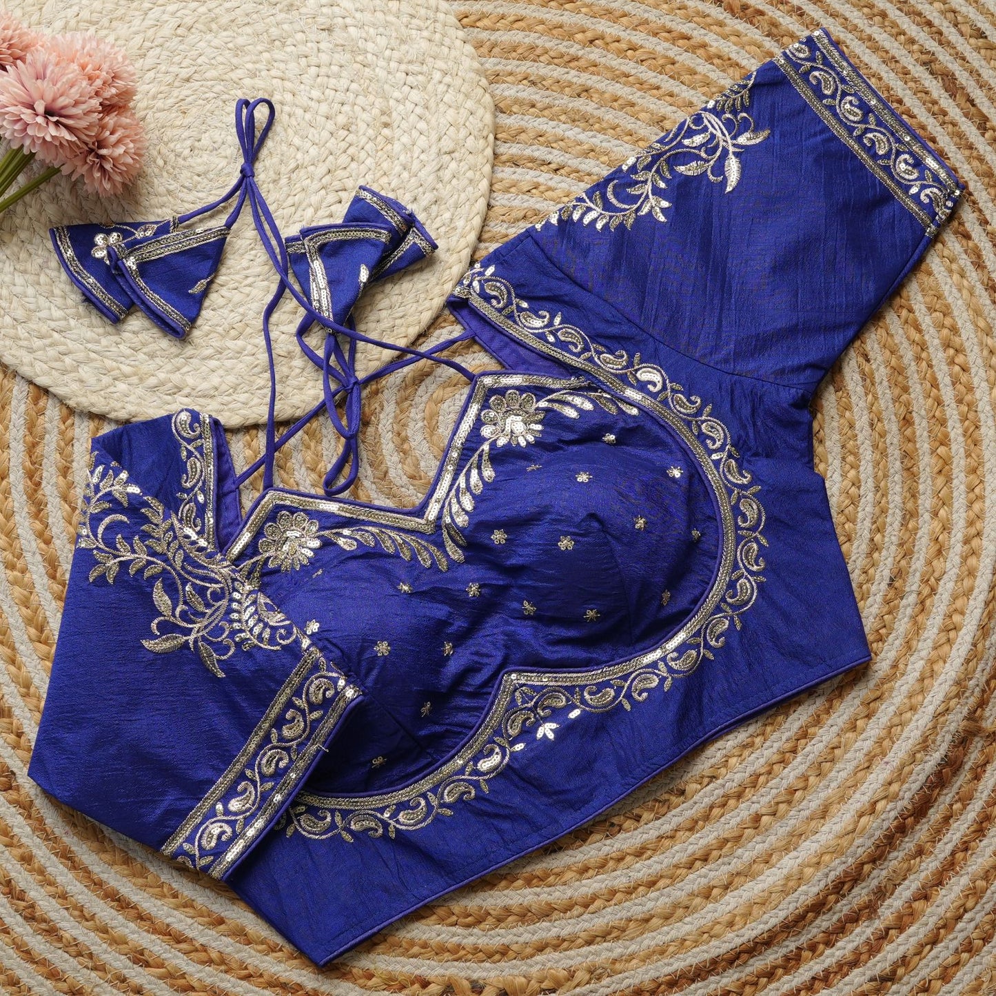 Beautiful golden embroidery work ready made blouses