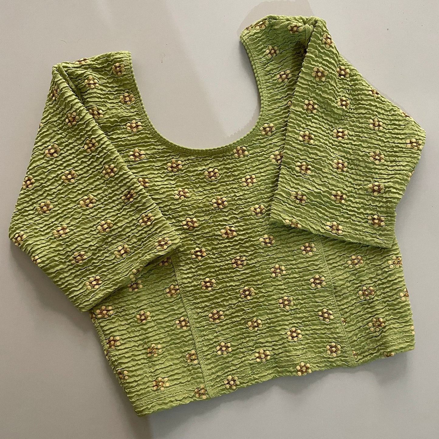 STRETCHABLE CRUSH WITH FOIL WORK - PREMIUM READY MADE BLOUSE