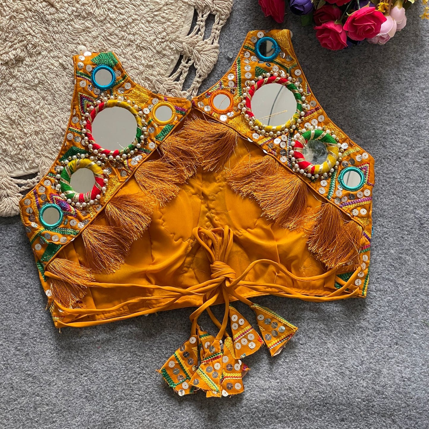 REAL MIRROR WITH MULTI THREAD WORK - PREMIUM READY MADE BLOUSE