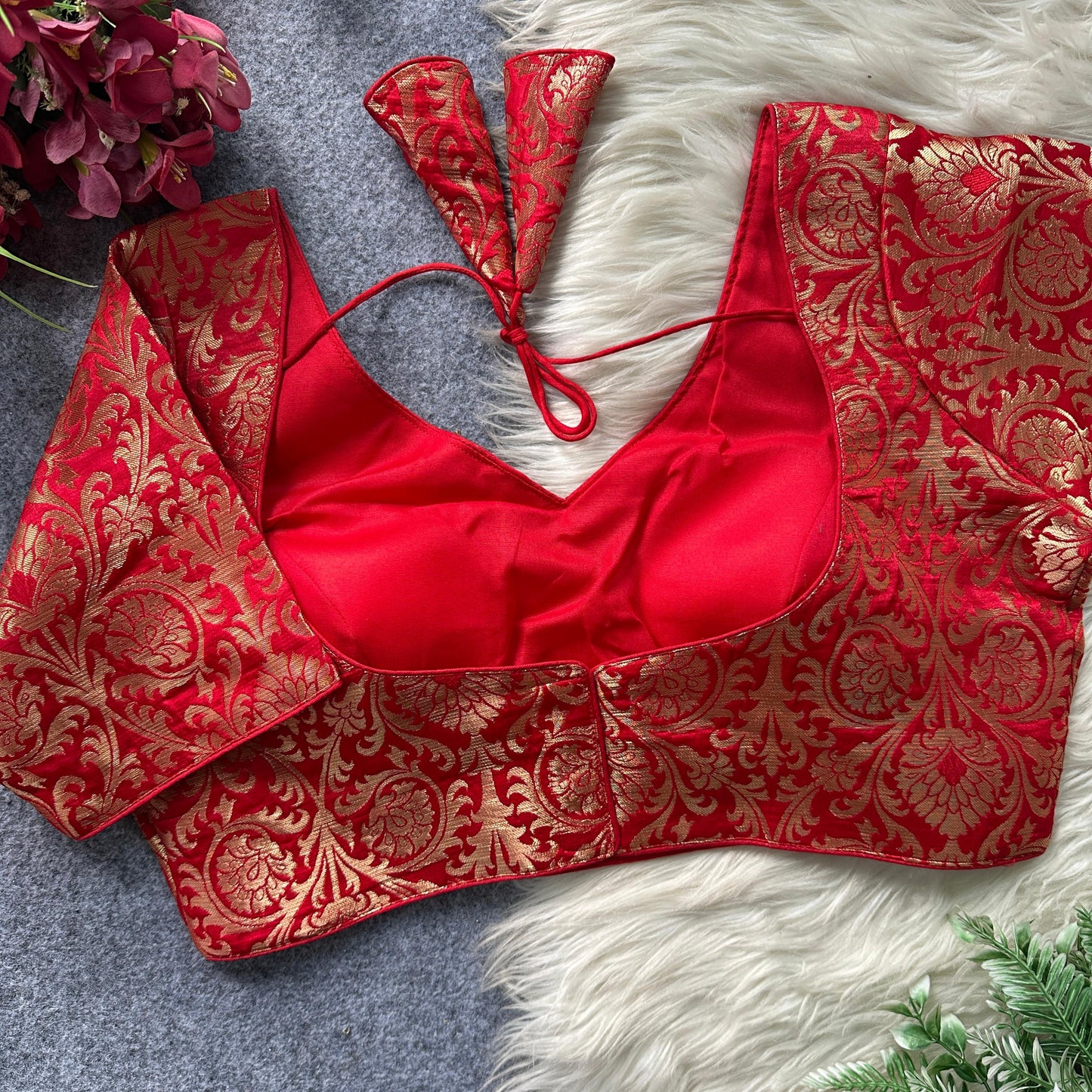 Jacquard silk ready made blouse