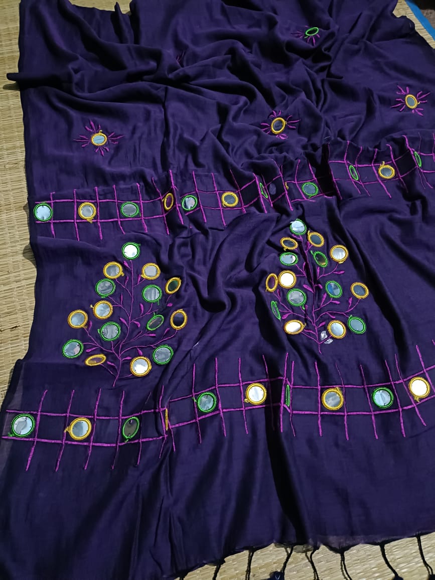 Pure Mulmul Cotton  Hand Embroidery Work  Saree