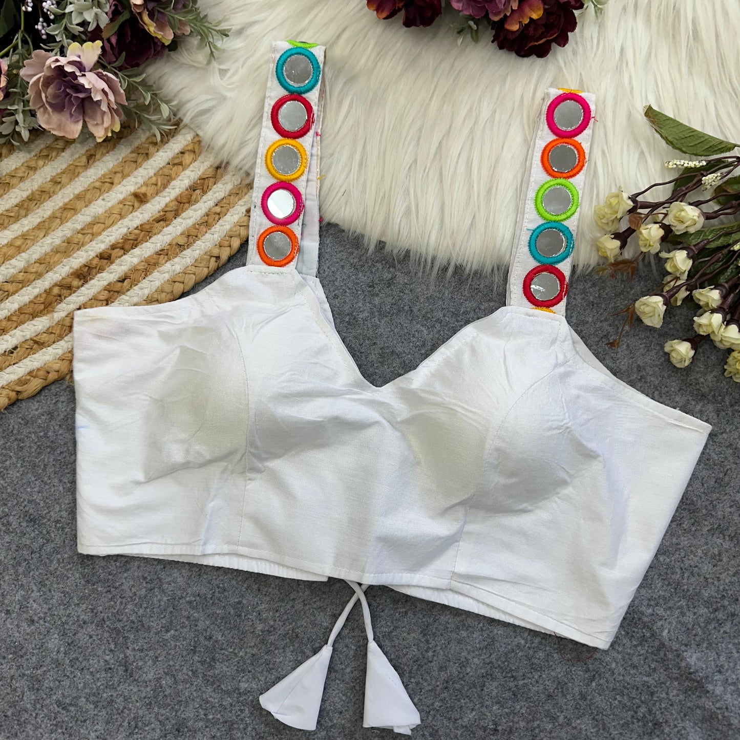 Spaghetti Style Real mirror ready made blouse