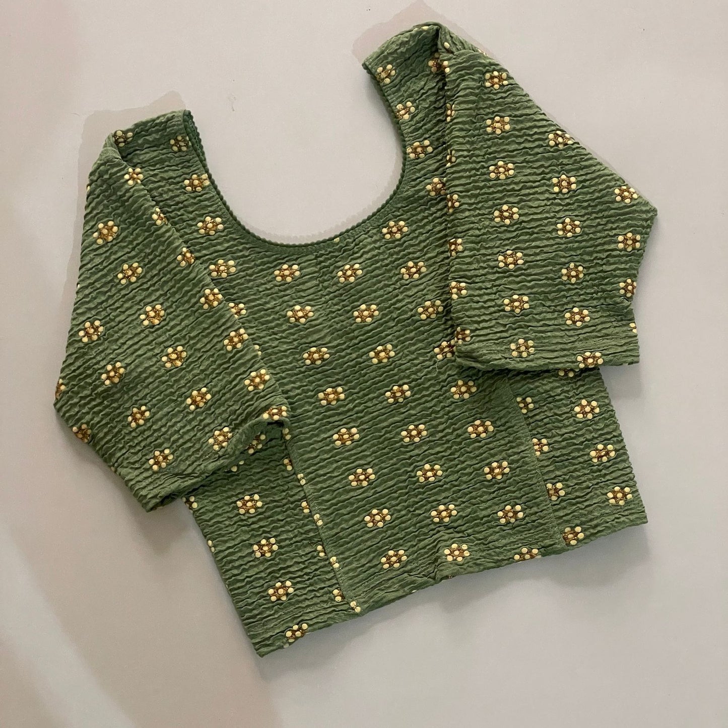 STRETCHABLE CRUSH WITH FOIL WORK - PREMIUM READY MADE BLOUSE