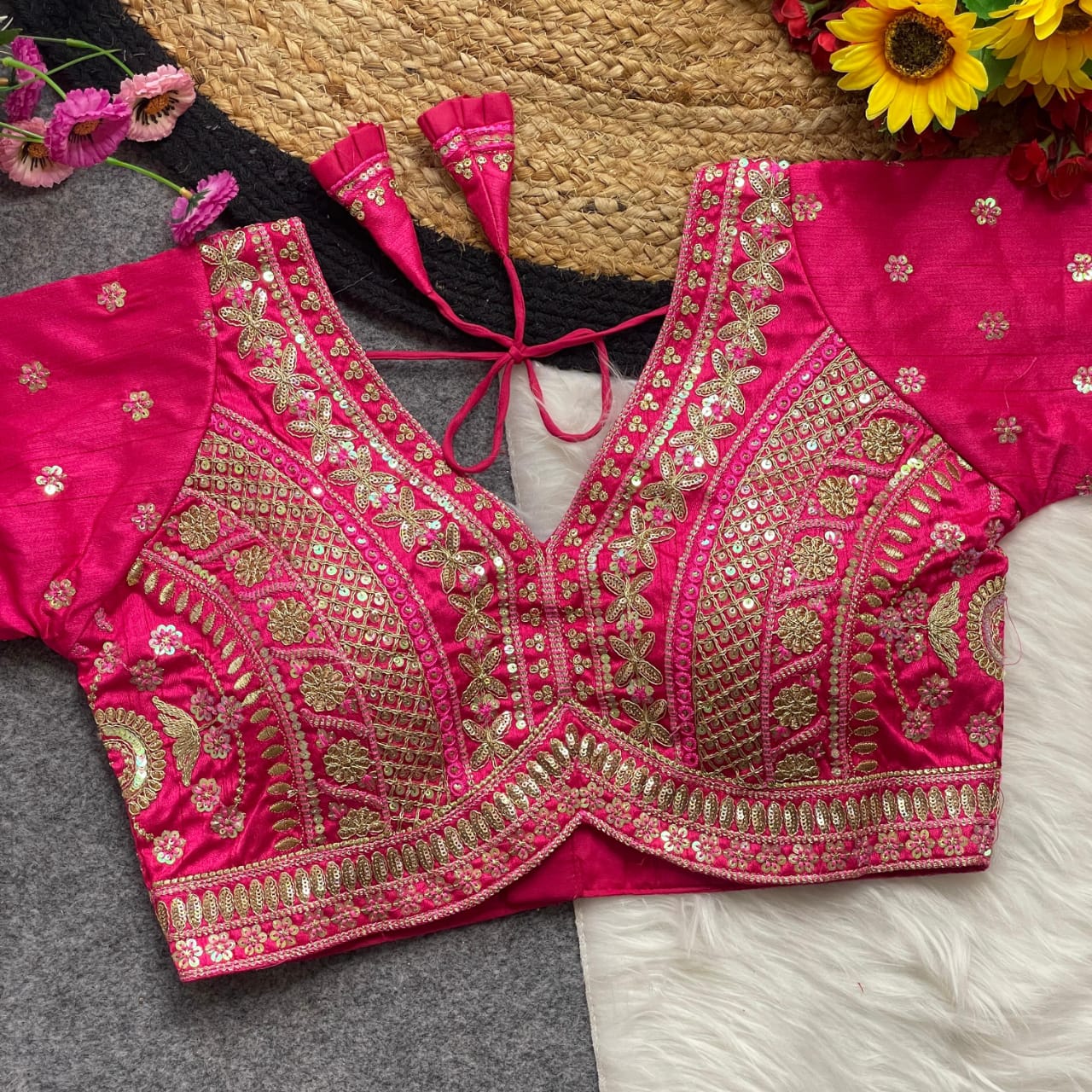BEAUTIFUL APPLE CUT HEAVY CODDING+THREAD WORK BRIDAL  - PREMIUM READYMADE BLOUSE