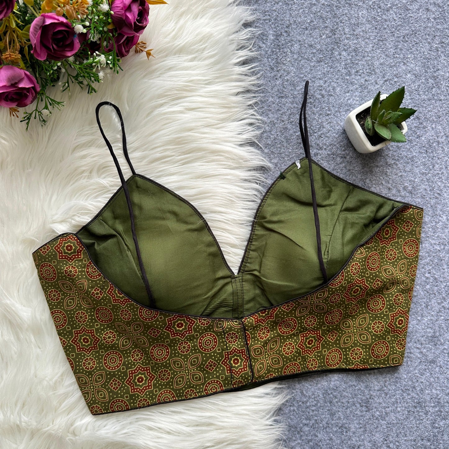 Real Hand mirror work with Hand Embroidery work ready made blouse