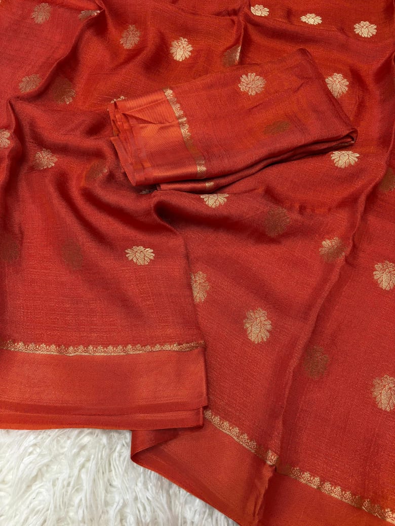 Pure viscose soft jute with satin patta border with jacquard putta sarees