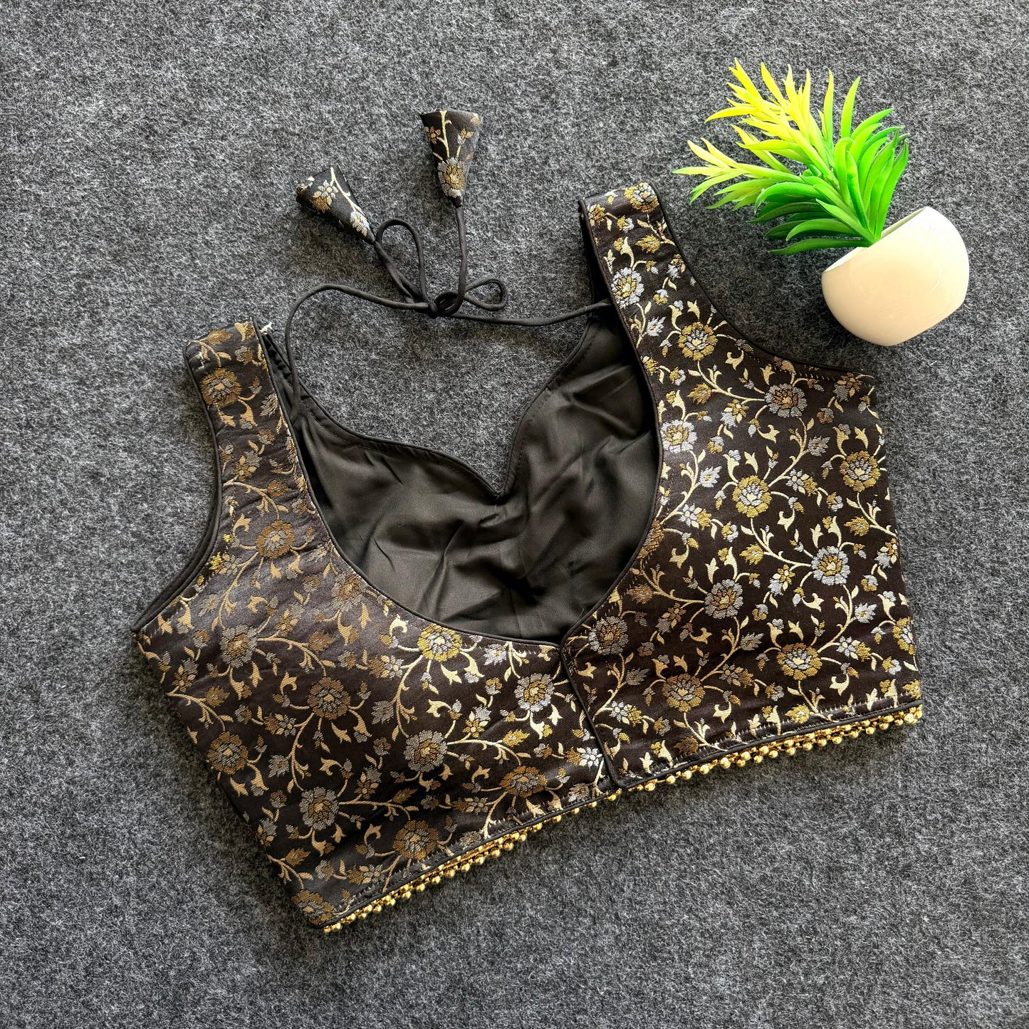 Double shade flower weave all over ready made blouse