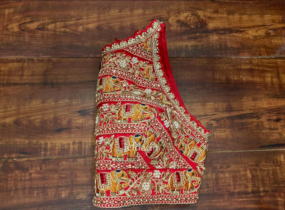 Heavy Embroidery work halter neck sleeveless - custom made blouses