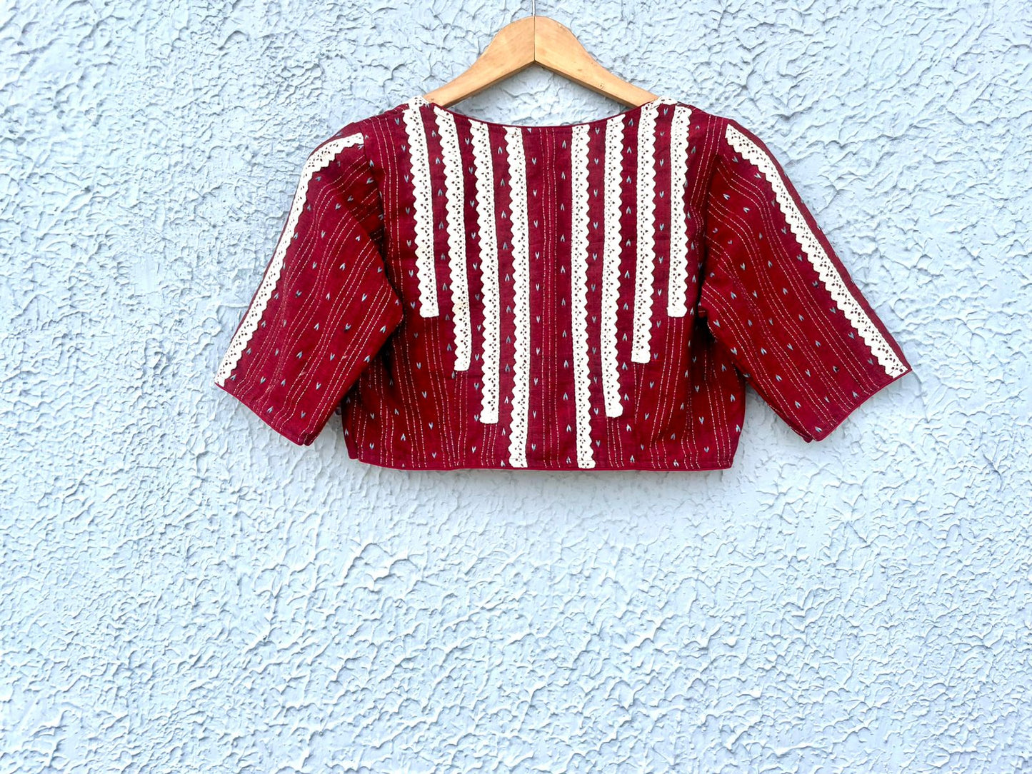 Embroidery with lace work designer blouse