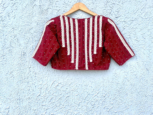 Embroidery with lace work designer blouse