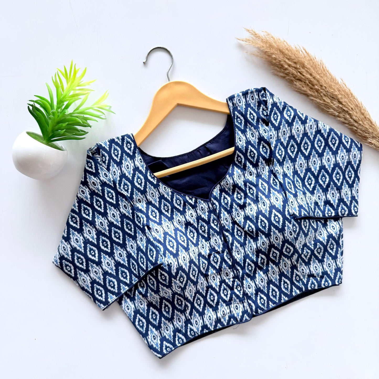 Plain cotton with hand paint all over ready made blouse