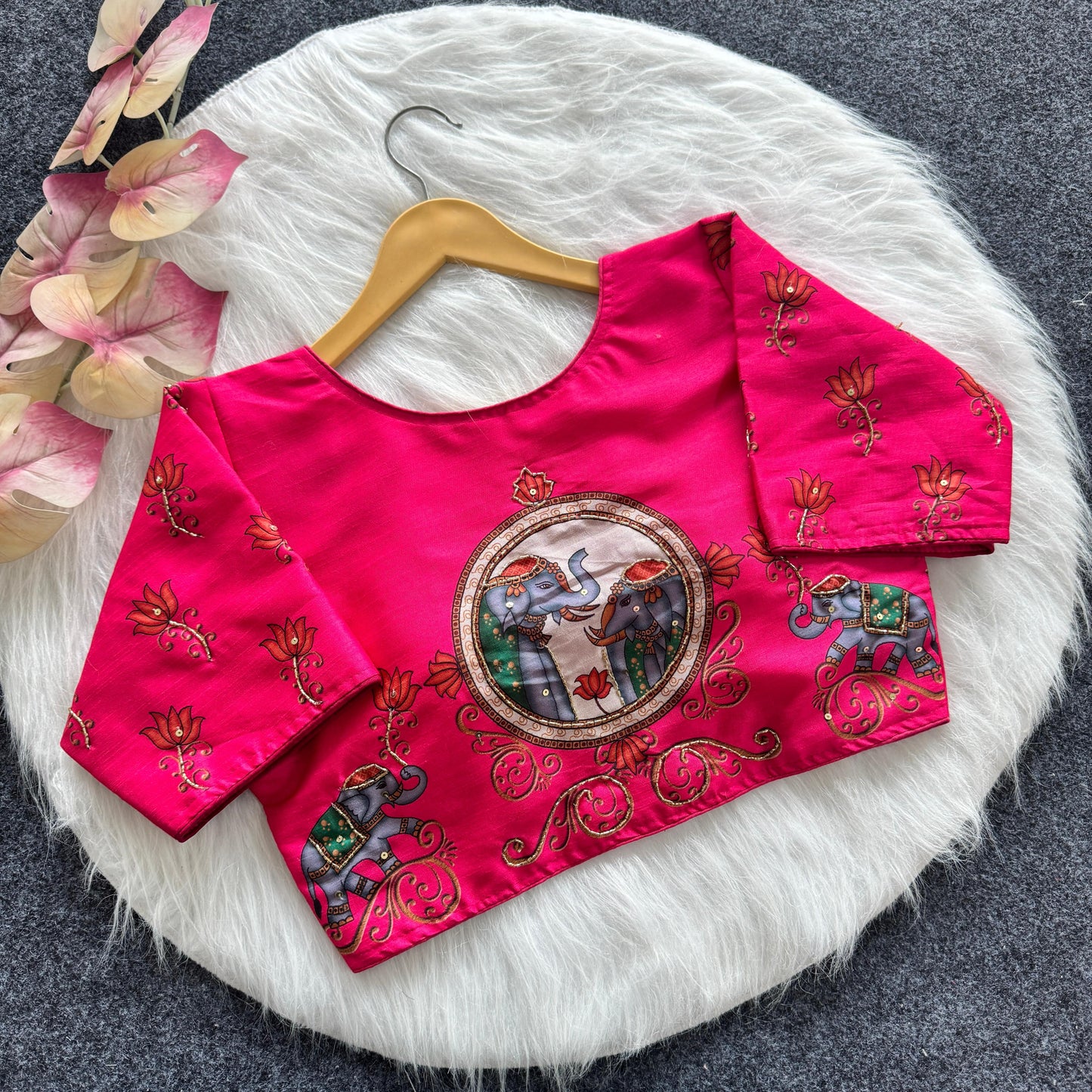 Pure silk fabric with Decent print ready made blouses