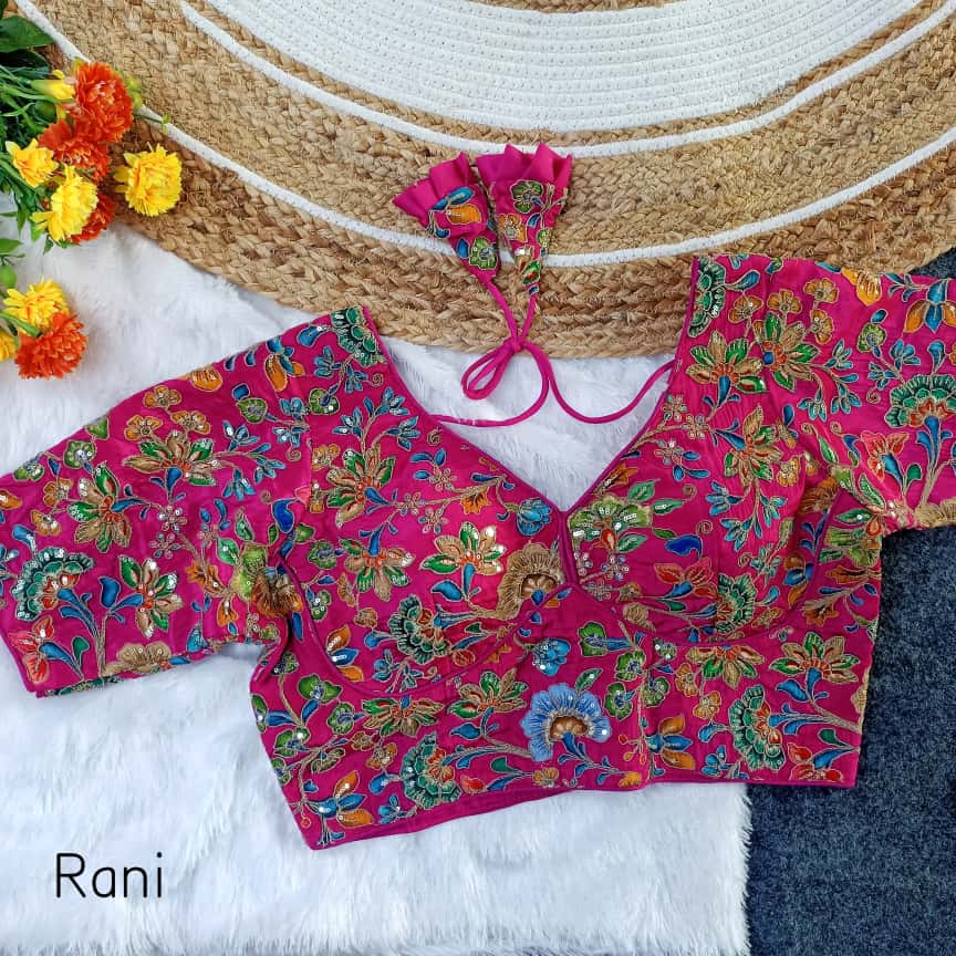 Exclusive Position Print, Taar Codding With Sequence Embroidered ready made blouse