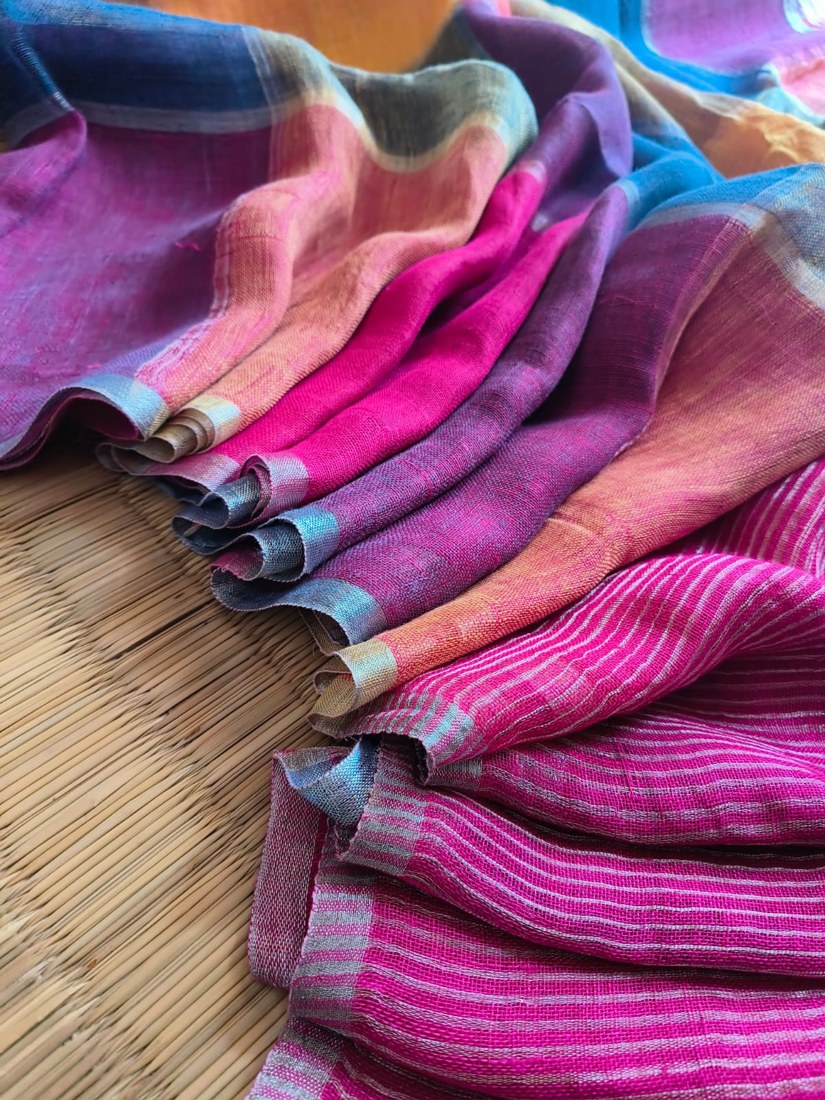 Pure multi colour linen by linen & zari sarees