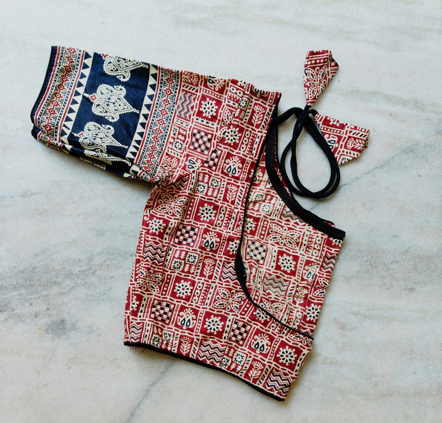 Pure Ajrakh Cotton - Premium Readymade Blouse