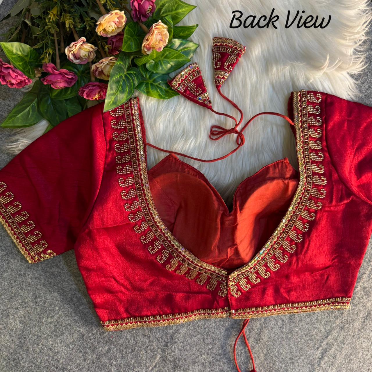 Heavy zari sequins & beads + thread work ready made blouse